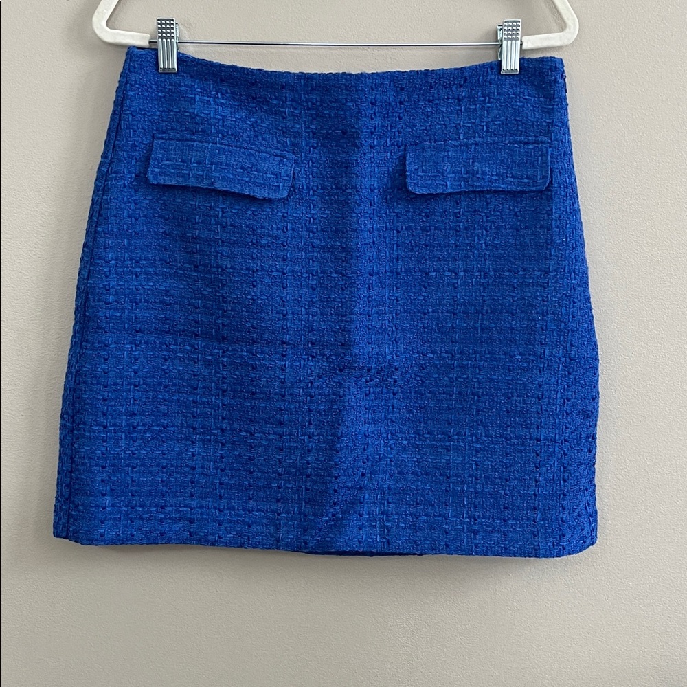 Loft tweed royal blue pocket tweed mini skirt size 10